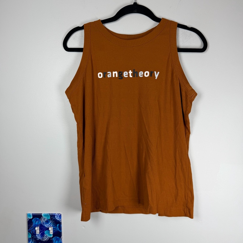 Women’s OrangeTheory Burnt Orange Workout Gym Tank Ribbed Top Shirt Size Large